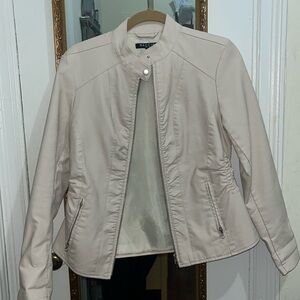 BACCINI WHITE FAUX LEATHER JACKET